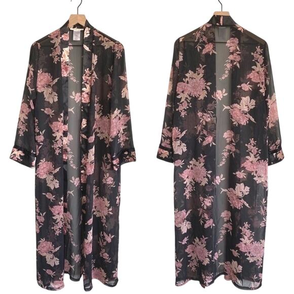 California Dynasty Long Sheer Floral Robe Coverup Size M - Picture 1 of 4